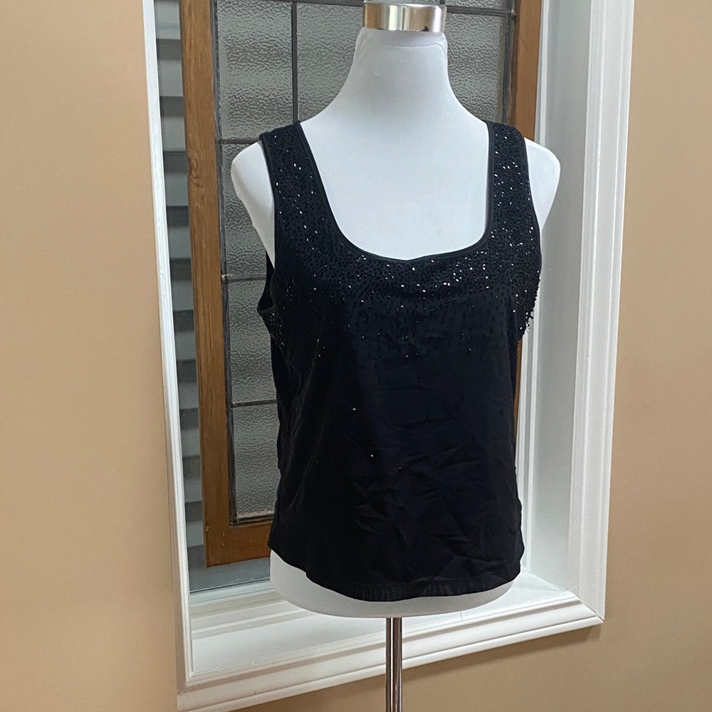 Donna Karan Black Sparkle Tank Top